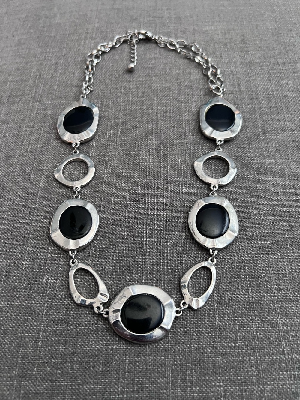 Chico's Silver-Tone Necklace with Black Accents